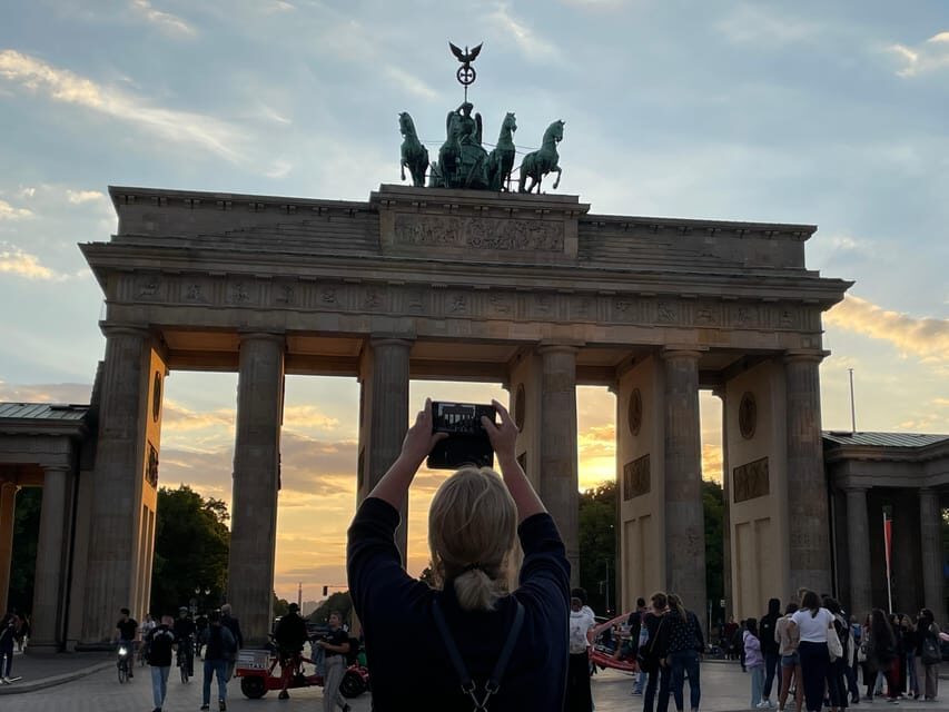 Berlin: taxi-bicycle Tour by Night and Illuminations - TV Tower at night: a landmark stop that sets the tone
