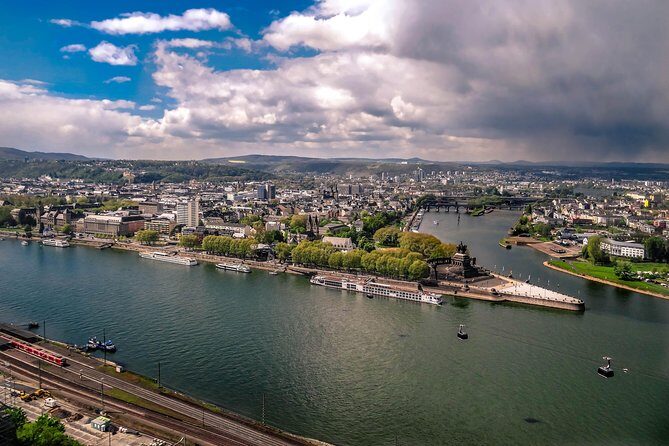 Koblenz - Old Town with the Ehrenbreitstein Fortress - Deutsches Eck: the Kaiser Wilhelm memorial and the Rhine bend